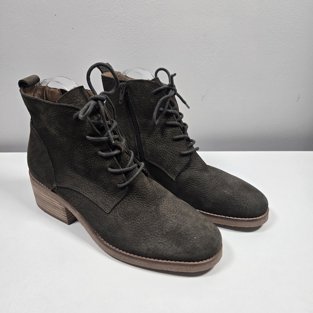 Lucky Brand Dark Green Leather Boots - Picture 1 of 7